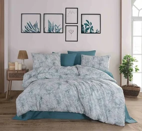 Obliečky bavlnené Fancy modrá 200x140cm+90x70cm TiaHome