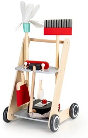 ECOTOYS Detský drevený vozík na upratovanie