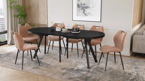 Mazzoni EXPANSO Čierny mat / čierne nohy - OVÁLNY ROZKLADACÍ STÔL 160-360 cm PRE 16-18 OSÔB