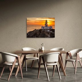 Sklenený obraz majáka pri západe slnka (70x50 cm)