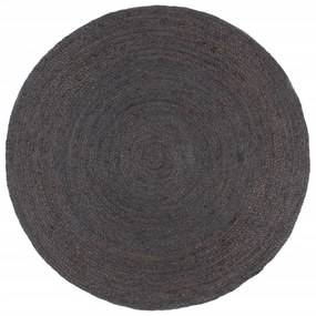 Ručne vyrobený koberec tmavosivý 210 cm jutový okrúhly