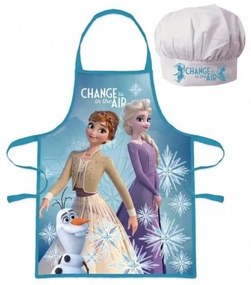 Javoli - Detská / dievčenské zástera a kuchárska čiapka Ľadové Kráľovstvo - Frozen / Elsa a Anna - modrá