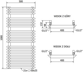 Mexen Akan vykurovacie teleso 1080 x 500 mm, 784 W, čierna, W121-1080-500-00-70