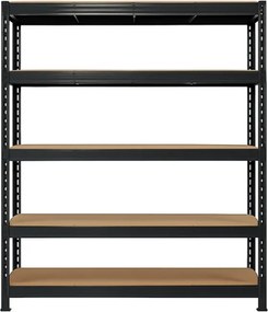Regál 216x120x50 cm profesionálny 5-policový, nosnosť 1500 kg - čierny