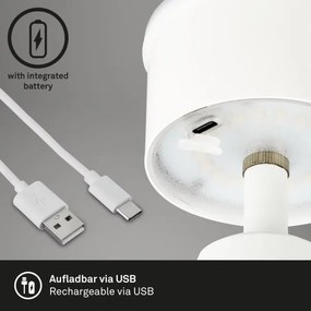 Brilo - LED Stmievateľná nabíjacia vonkajšia stolná lampa LED/3,5W/5V IP44 biela