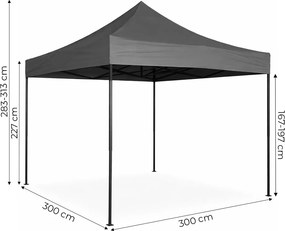 MultiGarden Záhradný samorozkladací stan s baldachýnom 3x3m - sivý MultiGarden