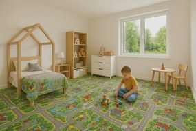 Vopi, Detský metrážny koberec Hravé mesto - neúčtujeme odrezky z role, na mieru, šíře 1,33m,1m,2m,3m,4m,na mieru, neúčtujeme odrezky, viacfarebná, filc, detská izba