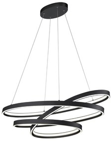 Čierne LED závesné svietidlo s hlasovým ovládaním/s ovládaním pomocou mobilnej aplikácie s kovovým tienidlom Ciola – CINQUE