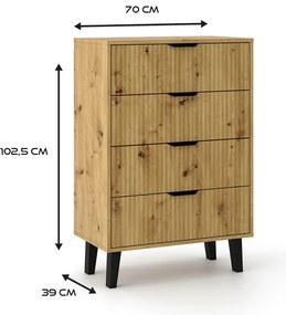 Komoda Sacar 3 (dub artisan). Akcia -20%. Vlastná spoľahlivá doprava až k Vám domov. 1132777