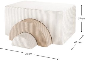 Krémovobiele menčestrové penové ihrisko 75x49x37 cm Rainbow Montessori – Wigiwama