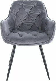 SI Čerešňová zamatová stolička sivý