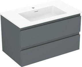 Mexen Orio, kúpeľňová skrinka 80 cm s umývadlom Otis, 2 zásuvky, grafitová matná/biela matná, 91A10-08047-2-BFF66-W18M01