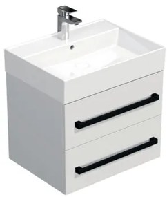 Kúpeľňová skrinka s čiernou úchytkou a umývadlom SAT Cube Way 60x53x46 cm biely lesk CUBE46C602BISAT, 1 ks