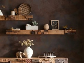 furniture-nabytek.cz - Masívna nástenná polica Greenland z mangového dreva, lakovaná, hnedá – 160×15×10 cm