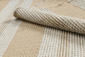 Koberec JUTE 3734 béž / sivý pásy so strapcami