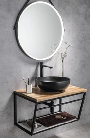 Sapho Sapho, SKA konzola pod umývadlo 600x400x460mm, čierna mat, s bielou MDF policou, SKA101