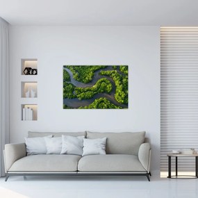 Obraz - Lesná krajina s riekou (90x60 cm)