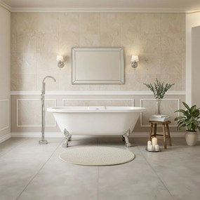 Rea Korfu, voľne stojaca vaňa 170x76 cm, biela lesklá-chróm, KPL-W5690