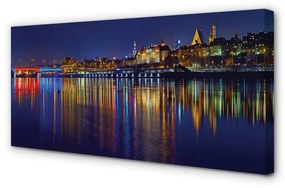 Obraz na plátne Varšava mesto noc rieka most 100x50 cm