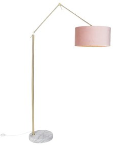 Moderná stojaca lampa zlaté zamatové tienidlo ružová 50 cm - Redaktor