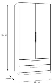 Šatníková skriňa MARO 100x213 cm dub artisan