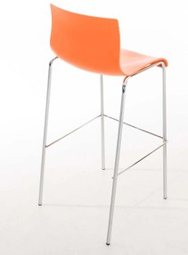 Barová stolička Hoover - plast, kovové nohy chróm - Oranžová