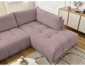 Ružová rozkladacia/s úložným priestorom rohová pohovka (pravý roh/do tvaru "U") Fuji – Bobochic Paris