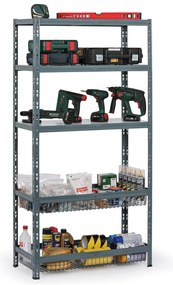 Policový regál s košmi, 1790 x 900 x 400 mm, nosnosť 175 kg, 3 police + 2 koše