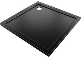 Mexen Flow Slim, štvorcová sprchová vanička 90 x 90 cm, čierna matná, 46S709090
