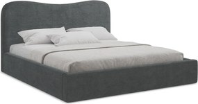 Tmavosivá čalúnená dvojlôžková posteľ s úložným priestorom s roštom 140x200 cm Kahai – Makamii