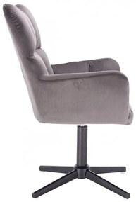 LuxuryForm DESIGN Kreslo AURORA VELUR na čiernom kríži - tmavo šedé