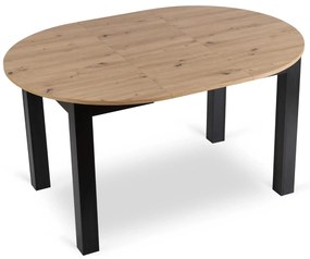 Rozkladací jedálenský stôl Hernando (dub artisan + čierna) (pre 4-6 osôb). Akcia -16%. Vlastná spoľahlivá doprava až k Vám domov. 1119021