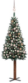 Úzky vianočný stromček s LED a sadou gulí zelený 180 cm 3077864