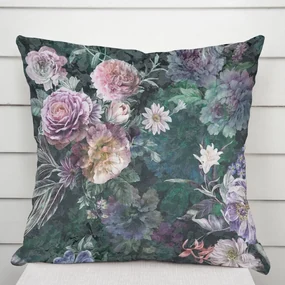 Biante Dekoračná obliečka na vankúš BM-010 Veľké fialové kvety na tmavo zelenom 45 x 45 cm