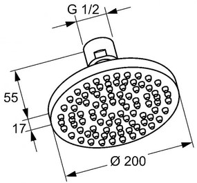 KLUDI A-Qa tanierová horná sprcha, priemer 200 mm, chróm 6651005-00