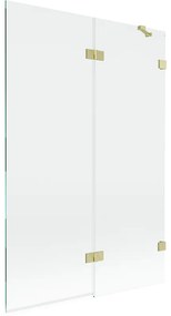 Mexen Lunar, 2-krídlová vaňová zástena pravá 120 x 150 cm, číre sklo, zlatá matná, 897-120-100-55-00-P