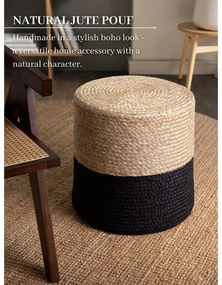 Čierny/v prírodnej farbe taburet Juta Gold Black – Hanse Home