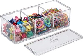 5Five® Priehľadný box s vekom Selena, 3 priehradky, 22,8 x 9,5 x 8,3 cm