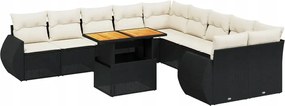 vidaXL 11-dielna sedacia súprava do záhrady, vankúše, čierny Pe ratan