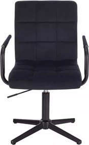 LuxuryForm DESIGN Otočná stolička VERONA BLACK VELUR na čiernom kríži - čierna