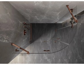 Mexen Lunar, polkruhový sprchový kút naklápací doľava 100 x 90 cm, 8mm číre sklo, profil ružové zlato, 833-100L-090P-60-00