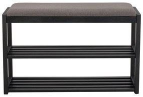 Čierna skrinka na topánky z dubového dreva s lavicou Confetti – Rowico