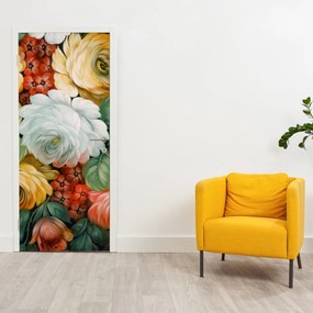Fototapeta na dvere - Maľovaná kytica kvetov (95x205cm)