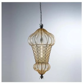 SIRU - Luster na reťazi BABÀ 1xE27/60W/230V pr. 30 cm béžová/hnedá benátske sklo