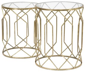 Okrúhle odkladacie stolíky v súprave 2 ks so sklenenou doskou ø 42 cm Tunisi – Mauro Ferretti