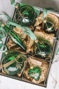 Bella Rose Sklenená vianočná ozdoba Srdce Zelená Lesk