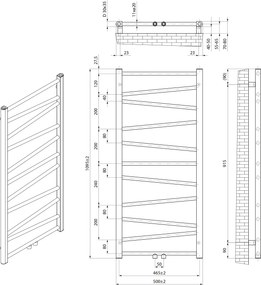 Aqualine Aqualine, ANNALISA vykurovacie teleso 500x1095mm, čierna matná, AN216