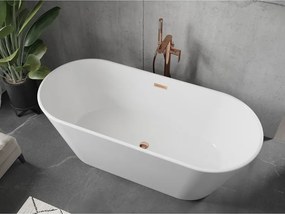 Mexen Flavia, voľne stojaca vaňa 170 x 75 cm, biela, ružové zlato prepad, 54031708000-60