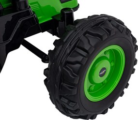 Ramiz Detský bager-traktor na batérie zelený + pohyblivé rameno s lyžicou + diaľkové ovládanie + pomalý štart + FM rádio + LED