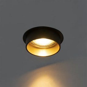 Sada 6 moderných zapustených bodových svetiel čierna so zlatým interiérom - Insta